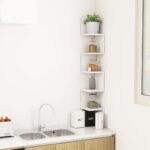 Étagère d'angle murale Blanc 20x20x127,5 cm bois d’ingénierie – Image 2
