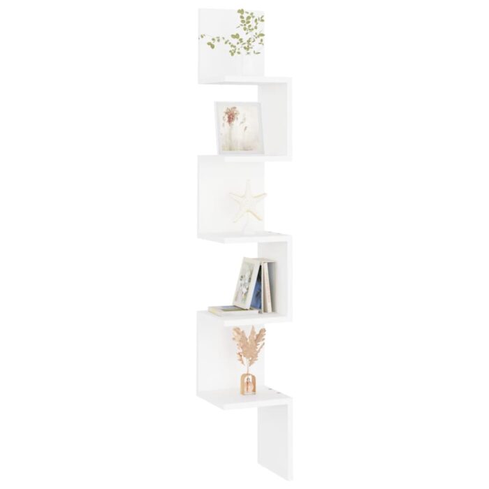 Étagère d'angle murale Blanc 20x20x127,5 cm bois d’ingénierie – Image 3