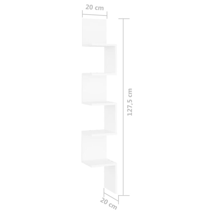 Étagère d'angle murale Blanc 20x20x127,5 cm bois d’ingénierie – Image 6