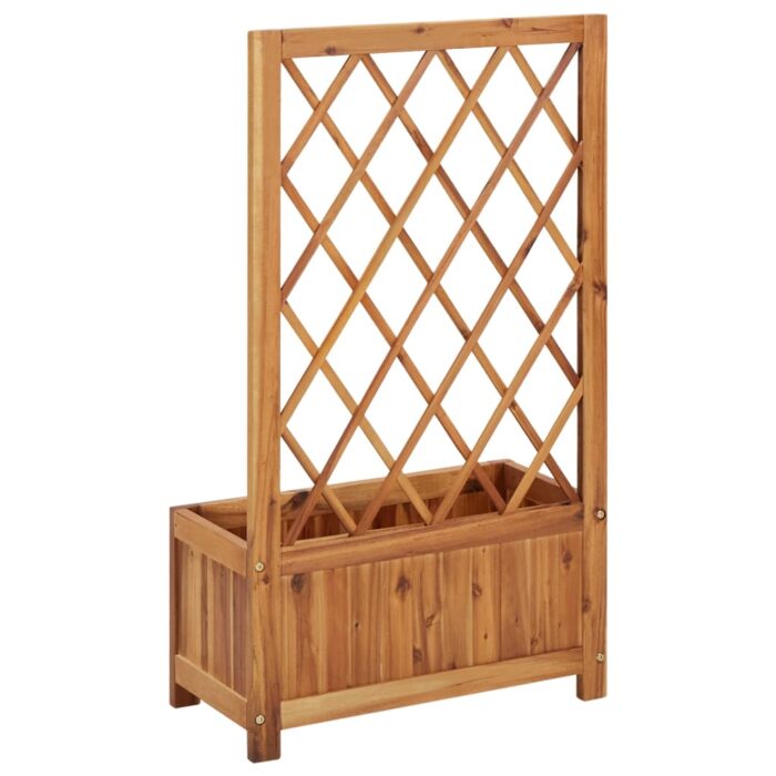 Lit surélevé de jardin avec treillis Bois massif d'acacia – Image 3