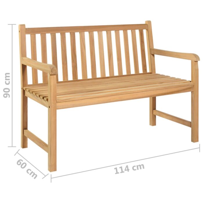 Banc de jardin 114 cm bois de teck solide – Image 5