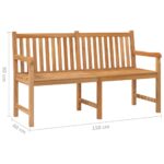 Banc de jardin 150 cm Bois de teck solide – Image 5