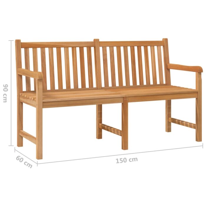 Banc de jardin 150 cm Bois de teck solide – Image 5