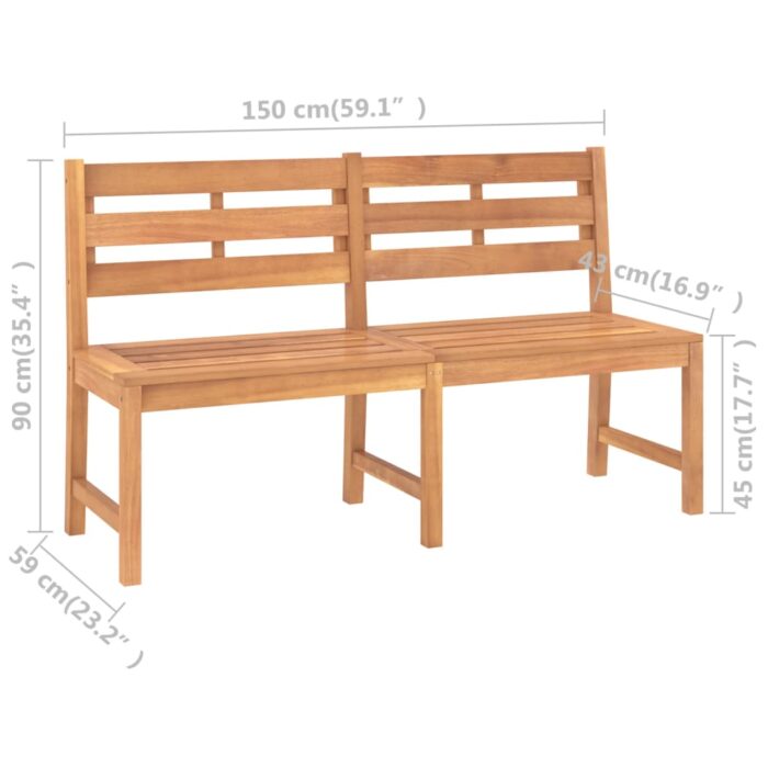 Banc de jardin 150 cm bois de teck massif – Image 5
