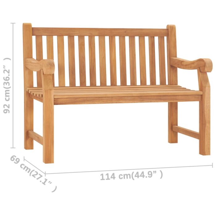Banc de jardin 114 cm bois de teck solide – Image 6