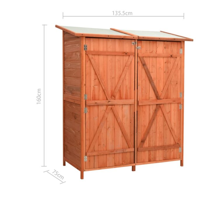 Abri à outils de jardin 136x75x160 cm Bois de sapin massif – Image 9