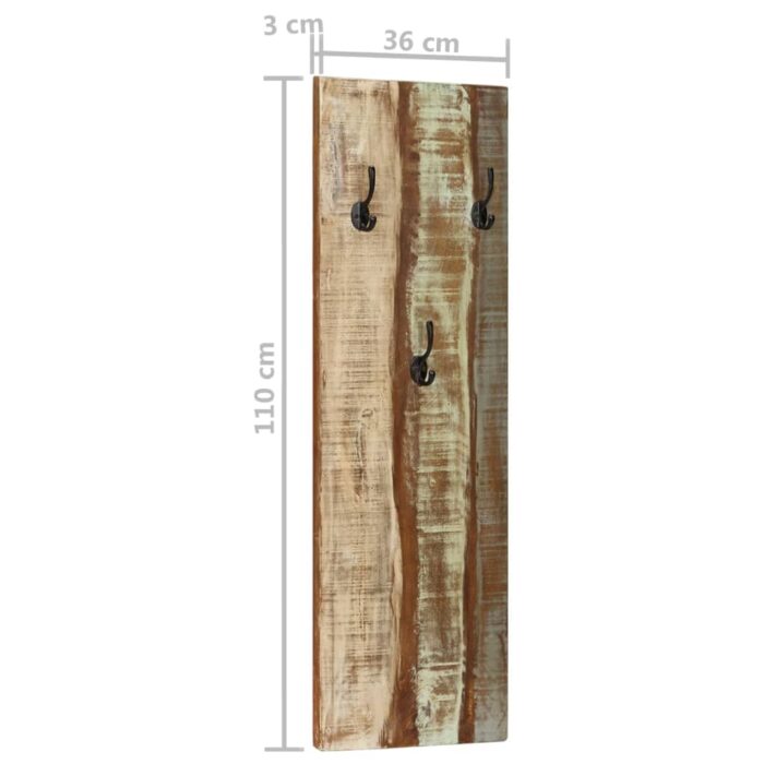 Porte-manteau mural 2pcs 36x3x110cm Bois massif de récupération – Image 7