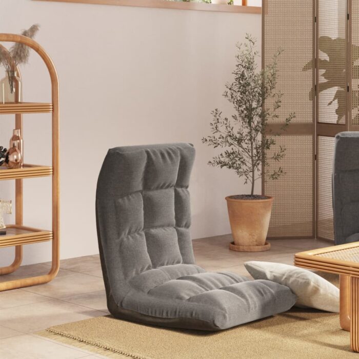 Chaise pliable de sol Gris clair Tissu – Image 1