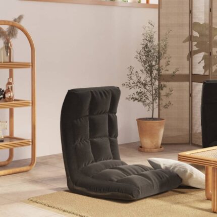 Chaise pliable de sol Noir Tissu