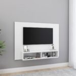 Meuble TV mural Blanc 120x23,5x90 cm Bois d’ingénierie