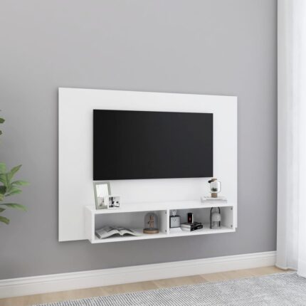 Meuble TV mural Blanc 120x23,5x90 cm Bois d’ingénierie