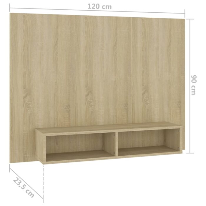 Meuble TV mural Chêne Sonoma 120x23,5x90 cm Bois d’ingénierie – Image 5