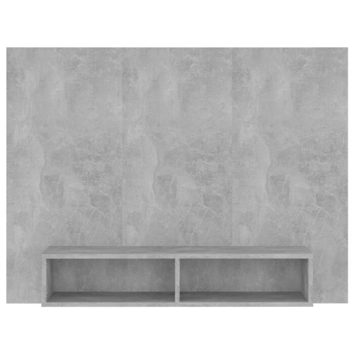 Meuble TV mural Gris béton 120x23,5x90 cm Bois d’ingénierie – Image 2