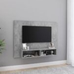 Meuble TV mural Gris béton 120x23,5x90 cm Bois d’ingénierie
