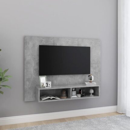 Meuble TV mural Gris béton 120x23,5x90 cm Bois d’ingénierie