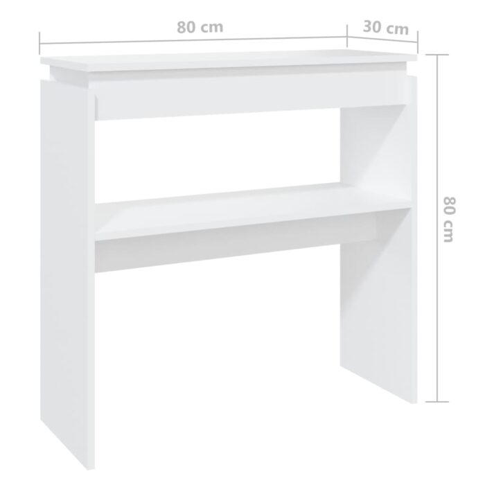 Table console blanc 80x30x80 cm bois d'ingénierie – Image 4