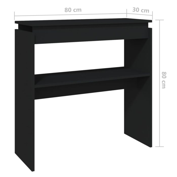 Table console Noir 80x30x80 cm Aggloméré – Image 4