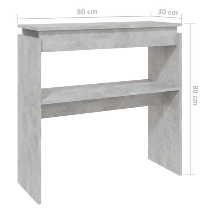 Table console Gris béton 80x30x80 cm Aggloméré – Image 4