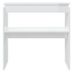 Table console blanc brillant 80x30x80 cm bois d'ingénierie – Image 2