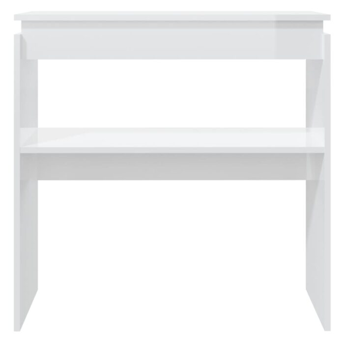 Table console blanc brillant 80x30x80 cm bois d'ingénierie – Image 2