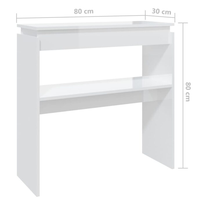 Table console blanc brillant 80x30x80 cm bois d'ingénierie – Image 4
