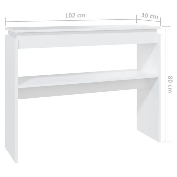 Table console blanc 102x30x80 cm bois d'ingénierie – Image 4