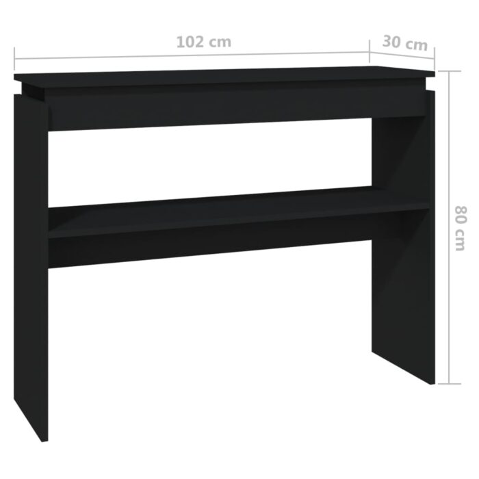 Table console noir 102x30x80 cm bois d'ingénierie – Image 4
