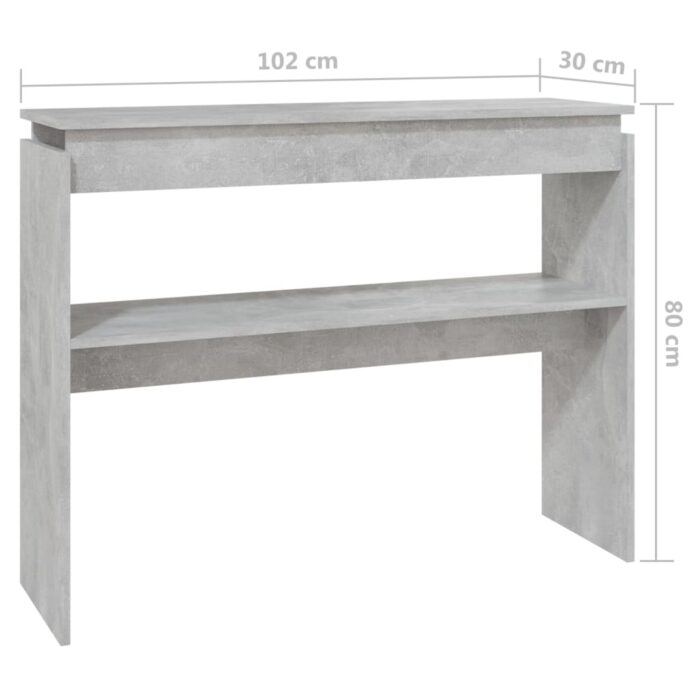 Table console gris béton 102x30x80 cm bois d'ingénierie – Image 4
