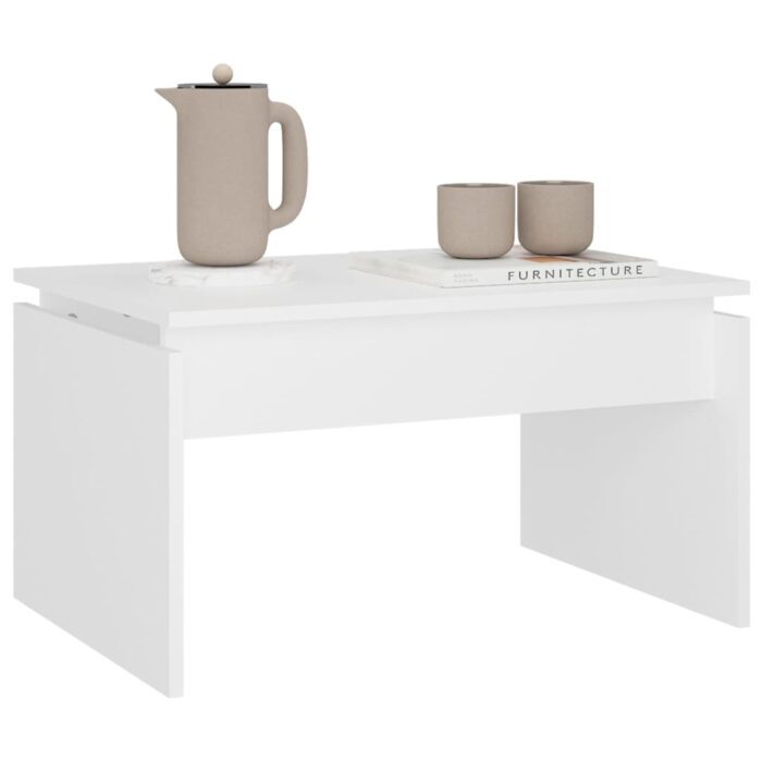 Table basse blanc 68x50x38 cm bois d'ingénierie – Image 2