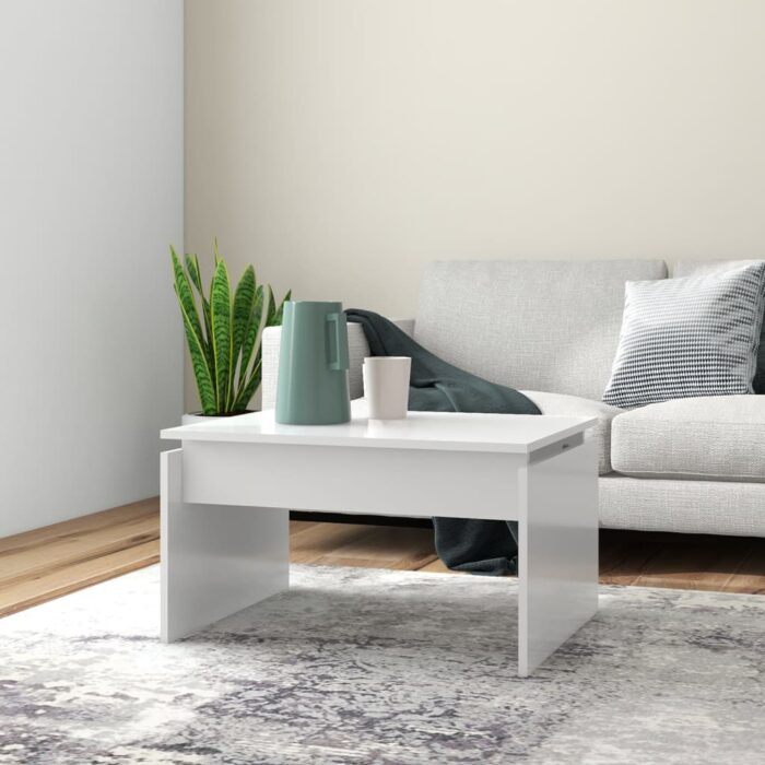 Table basse blanc 68x50x38 cm bois d'ingénierie – Image 1