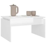 Table basse blanc brillant 68x50x38 cm bois d'ingénierie – Image 2