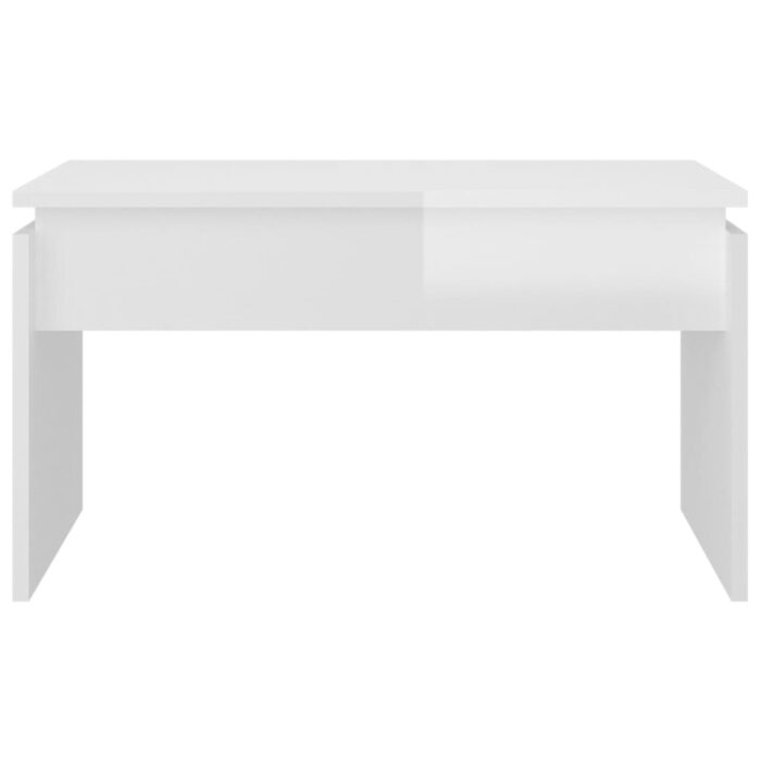 Table basse blanc brillant 68x50x38 cm bois d'ingénierie – Image 3