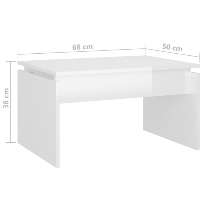 Table basse blanc brillant 68x50x38 cm bois d'ingénierie – Image 5