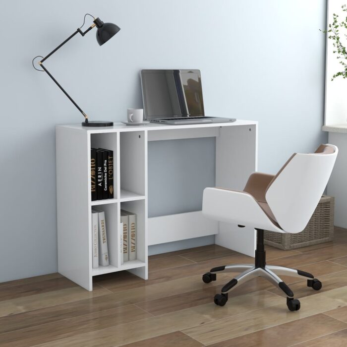 Bureau d'ordinateur portable blanc bois d'ingénierie – Image 1