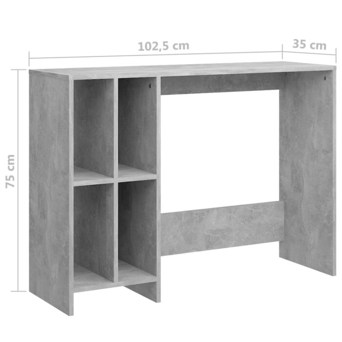Bureau d'ordinateur portable gris béton bois d'ingénierie – Image 4