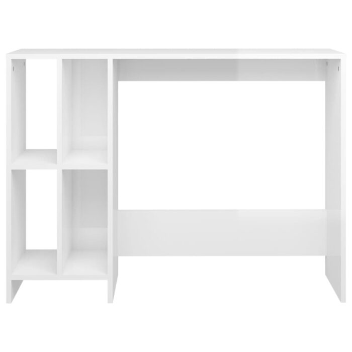 Bureau d'ordinateur portable blanc brillant bois d'ingénierie – Image 2
