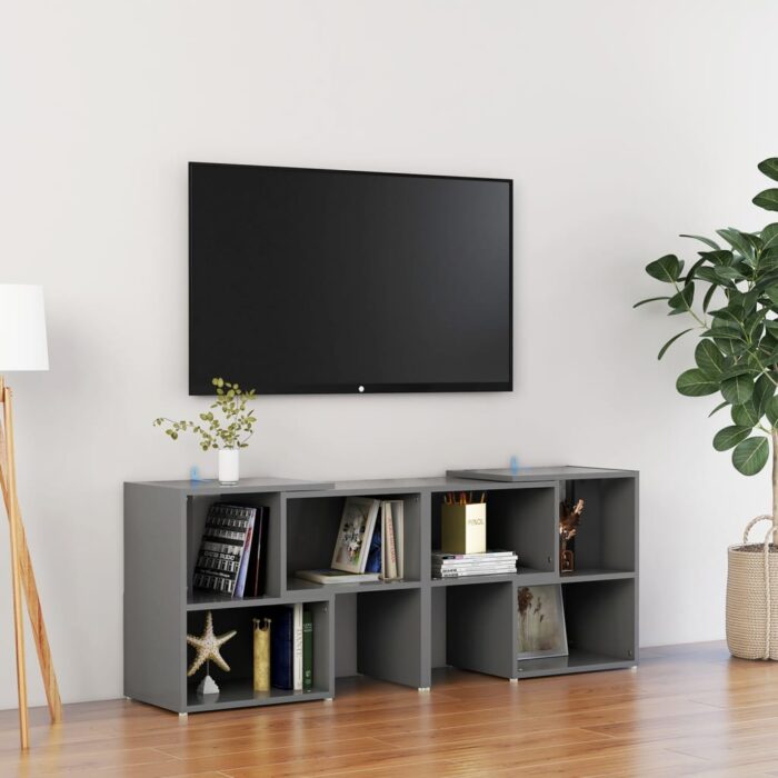 Meuble TV Gris 104x30x52 cm Bois d'ingénierie – Image 1