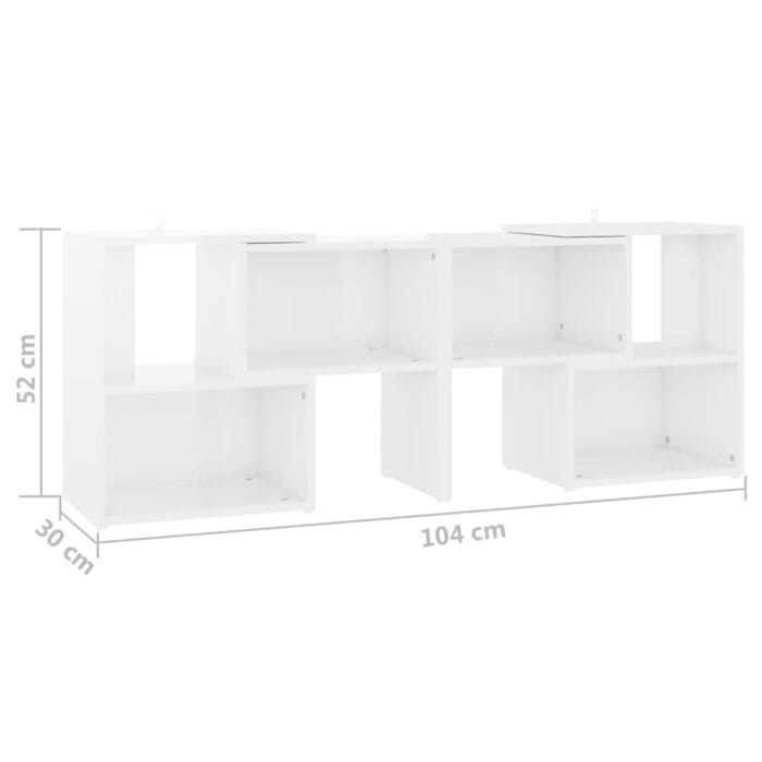 Meuble TV Blanc brillant 104x30x52 cm Bois d'ingénierie – Image 5