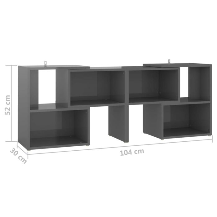 Meuble TV Gris brillant 104x30x52 cm Bois d'ingénierie – Image 5