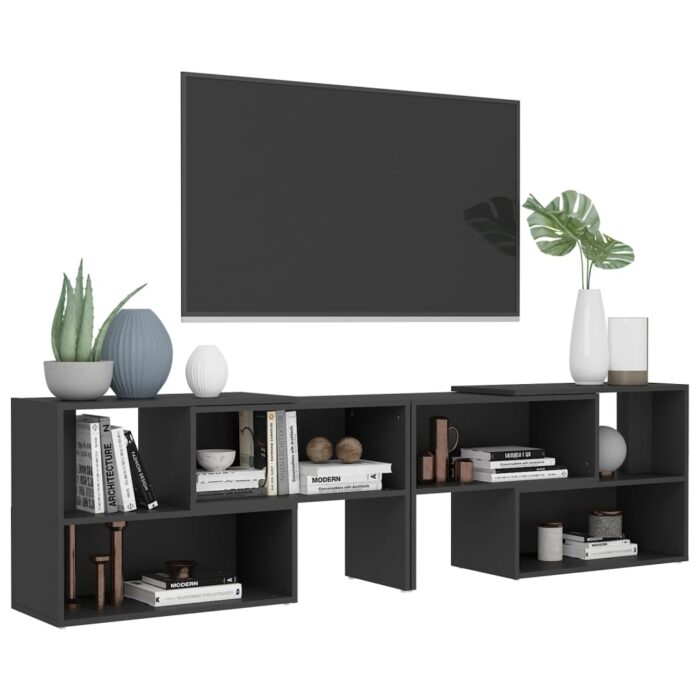 Meuble TV Gris 149x30x52 cm Bois d'ingénierie – Image 2