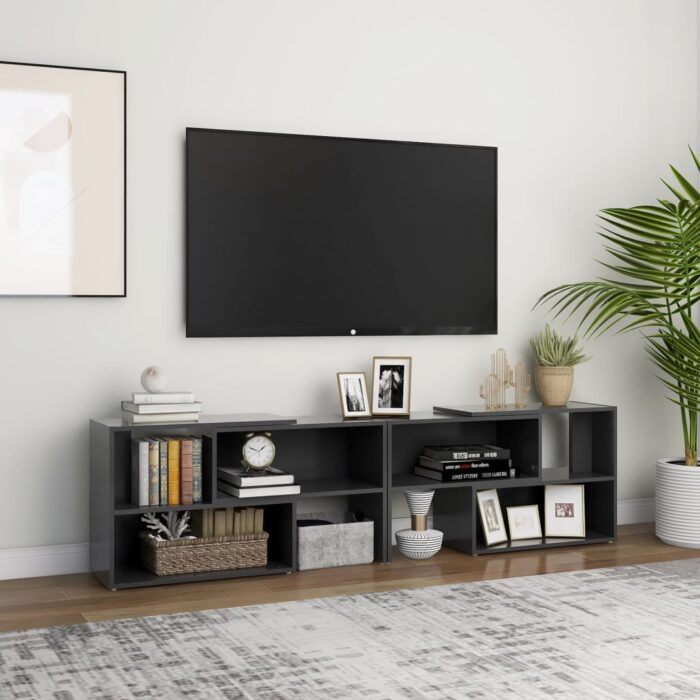 Meuble TV Gris 149x30x52 cm Bois d'ingénierie – Image 1