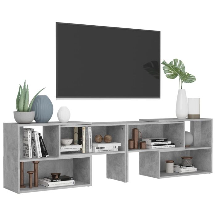 Meuble TV Gris béton 149x30x52 cm Bois d'ingénierie – Image 2