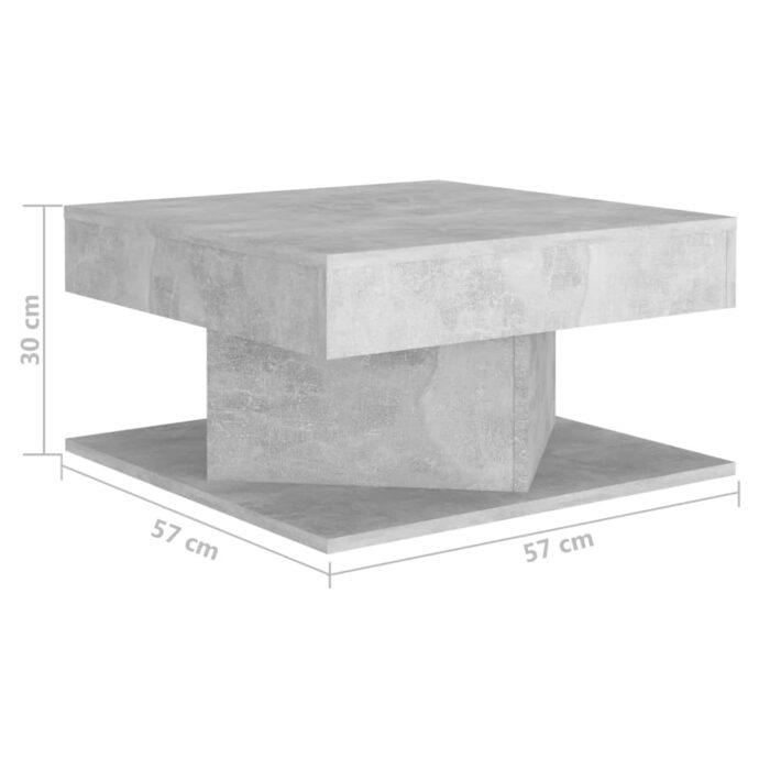 Table basse Gris béton 57x57x30 cm Bois d’ingénierie – Image 3