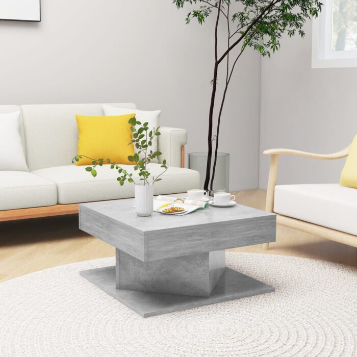 Table basse Gris béton 57x57x30 cm Bois d’ingénierie – Image 1