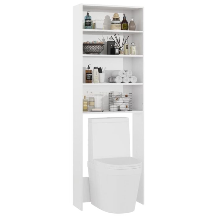 Meuble pour machine à laver blanc brillant 64x24x190 cm – Image 2