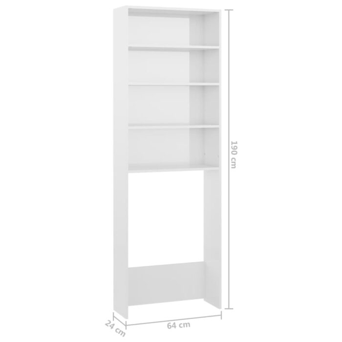 Meuble pour machine à laver blanc brillant 64x24x190 cm – Image 6