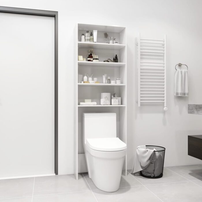 Meuble pour machine à laver blanc brillant 64x24x190 cm – Image 1