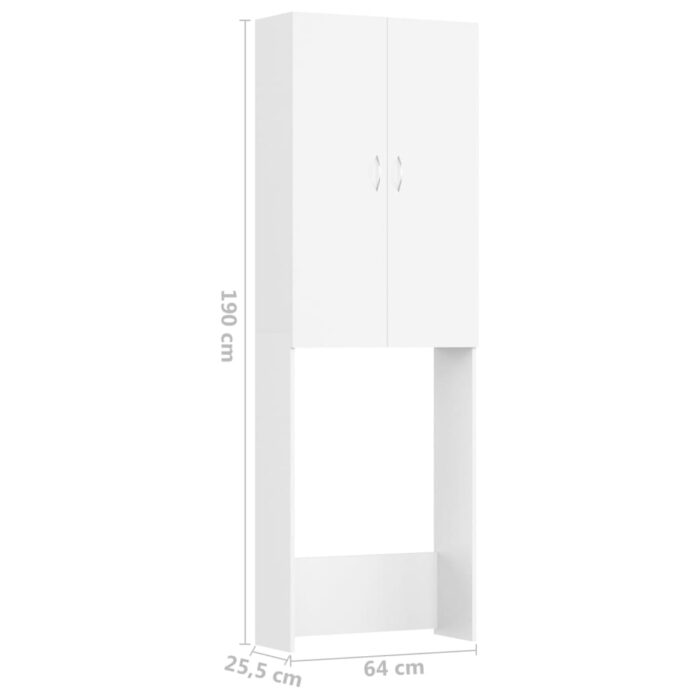 Meuble pour machine à laver Blanc 64x25,5x190 cm – Image 7