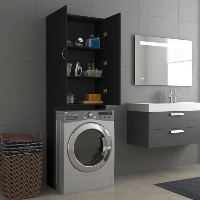 Meuble pour machine à laver Noir 64x25,5x190 cm – Image 2