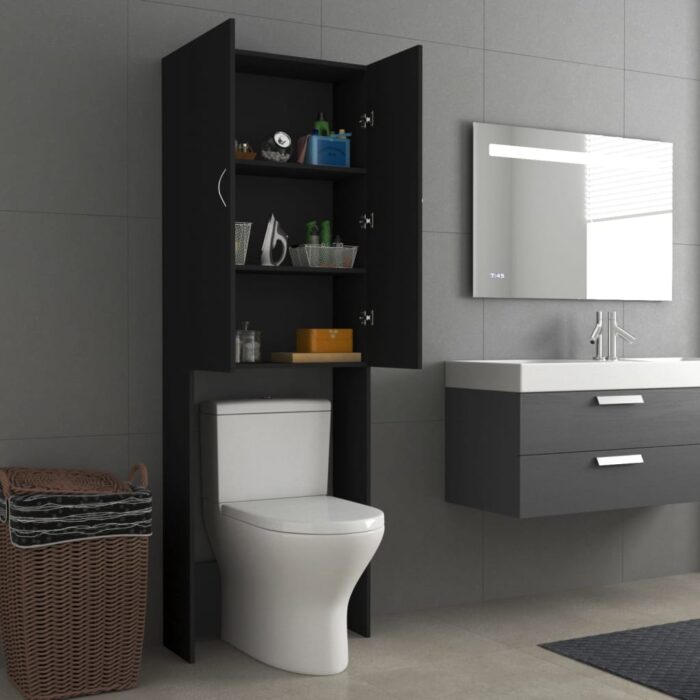 Meuble pour machine à laver Noir 64x25,5x190 cm – Image 3